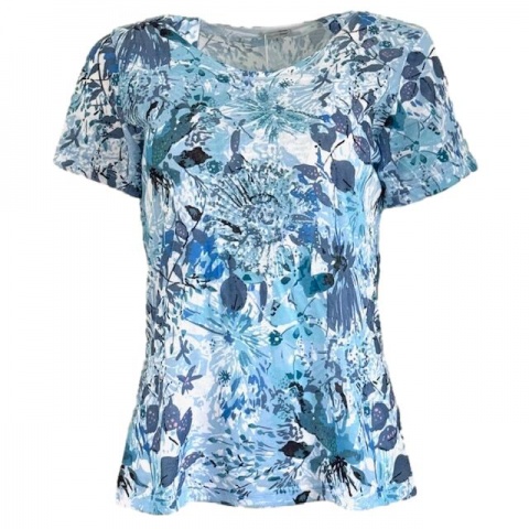 Forever One Blue Floral Pattern-T-Shirt