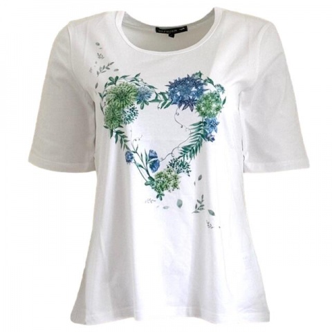 Hepburn Blue and Green Wild Flower Heart T-Shirt