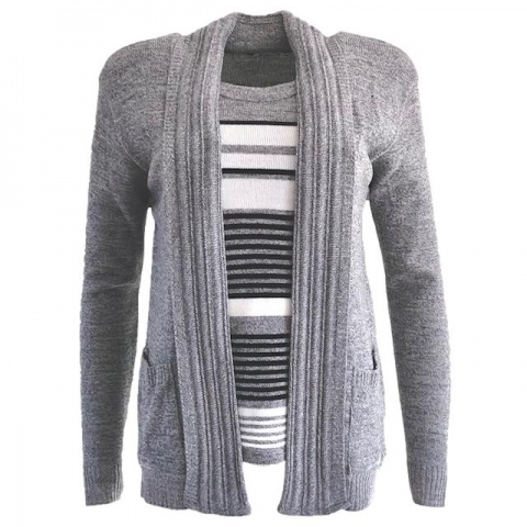 Pure and Natural Grey Mock Twinset