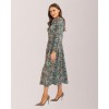 Mudflower Green Floral Tie Waist Dress