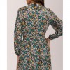 Mudflower Green Floral Tie Waist Dress