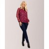 Mudflower Plum Lurex Floral Printed Blouse