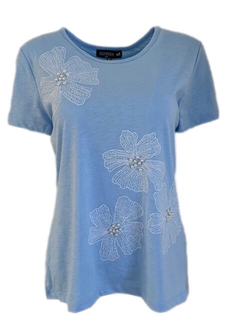 Hepburn Blue Flower T-Shirt