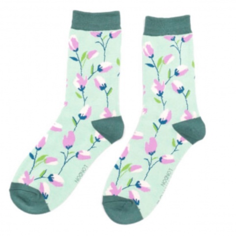 Miss Sparrow Bamboo Ditsy Flower Socks Mint