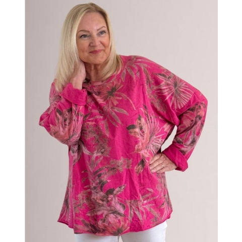 My Italy Fuchsia Floral Tunic Top