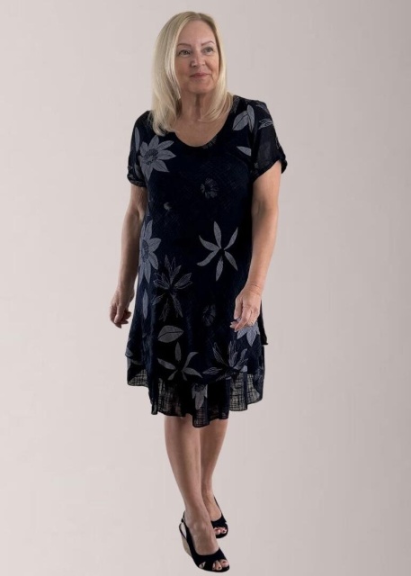 Nina Murati Italian Navy Floral Dress