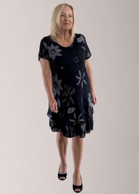 Nina Murati Italian Navy Floral Dress