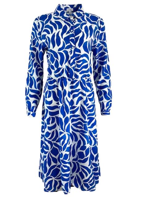 Nina Murati Royal Blue and White Print Dress