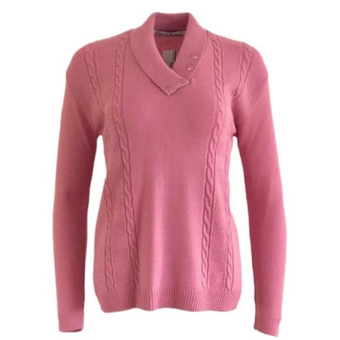 Pure and Natural Dusky Pink Four Button Jumper