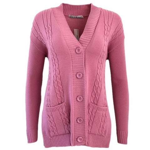 Pure and Natural Dusky Pink Pocket Cardigan