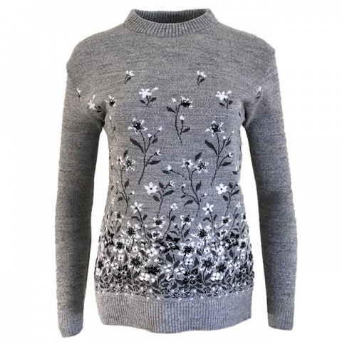 Pure and Natural Grey Floral Jumper
