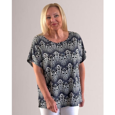 Pure and Natural Navy Patterned Top