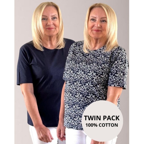 Pure and Natural Navy T Shirt Twin Pack