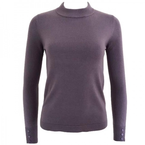 Pure and Natural Purple Button Cuff Turtle Neck Jumper