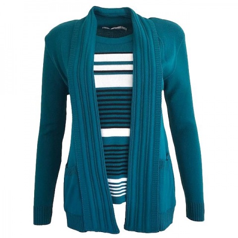 Pure and Natural Teal Mock Twinset