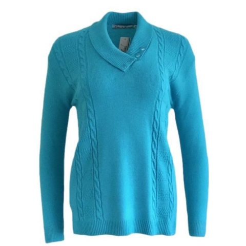 Pure and Natural Turquoise Four Button Jumper
