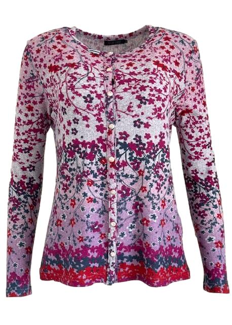 Sugar Crisp Cerise Floral Cardigan