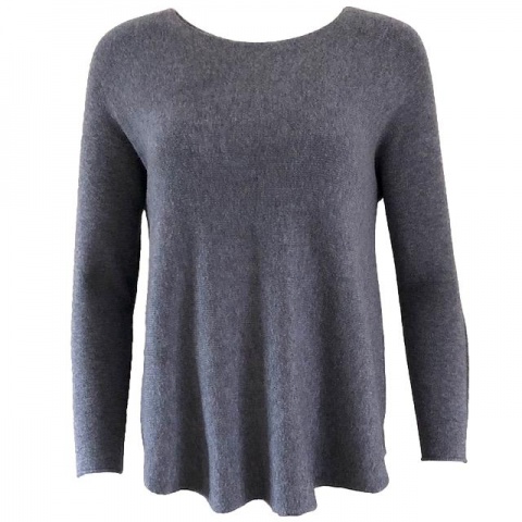 Sugar Crisp Grey Round Neck Italian Jumper