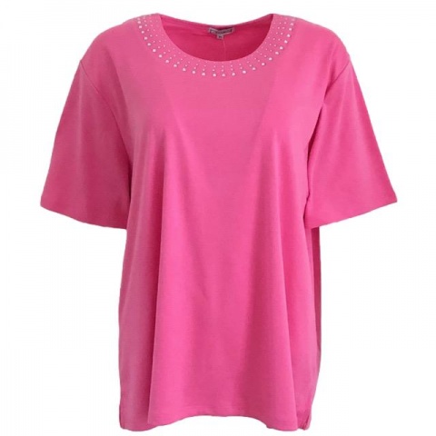 Text Cerise Plus Size Diamante Detail T-Shirt