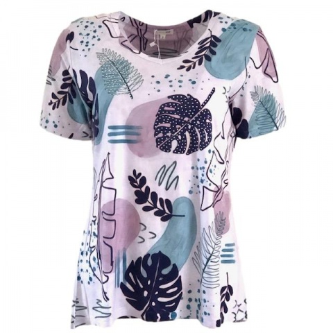 Text Lilac Leaf Design T-Shirt