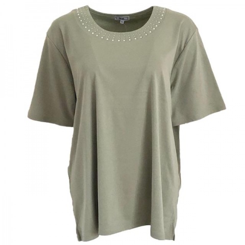 Text Sage Plus Size Diamante Detail T-Shirt