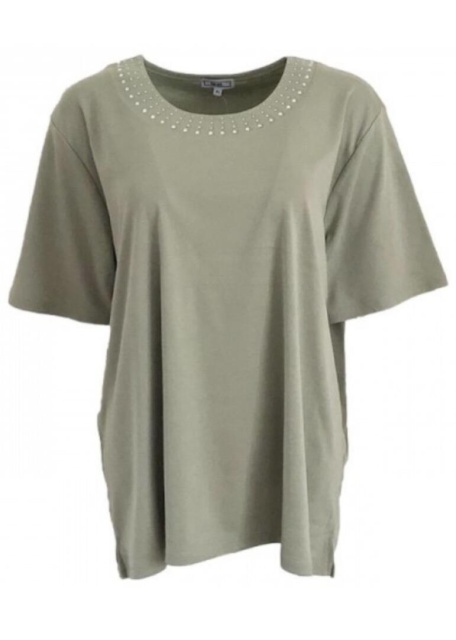 Text Sage Plus Size Diamante Detail T-Shirt