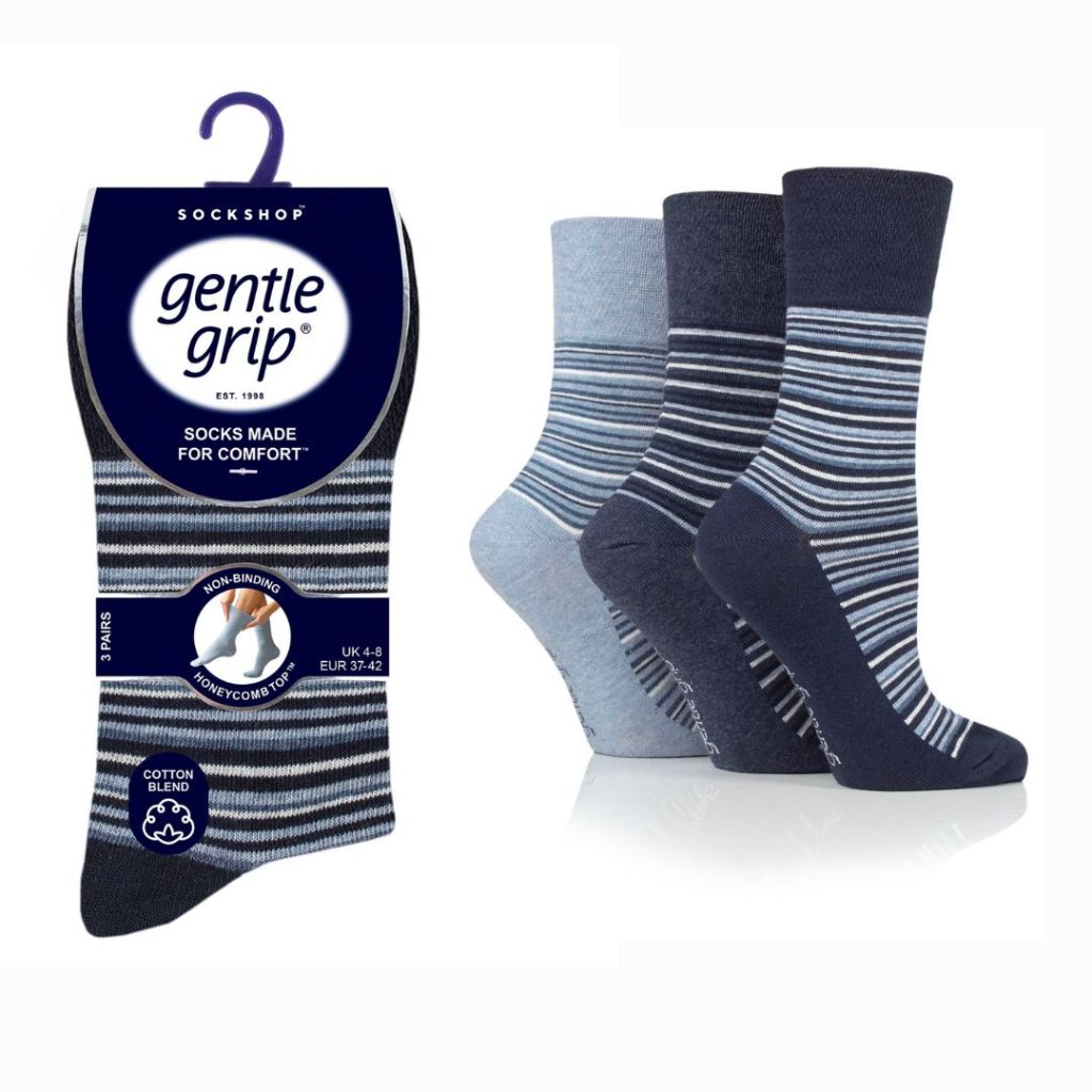 Gentle Grip Stripe Ladies Socks