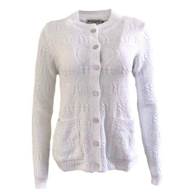 Beaumonde White Cable Knitted Cardigan