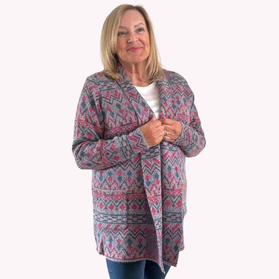 Mudflower Grey Fairisle Cardigan
