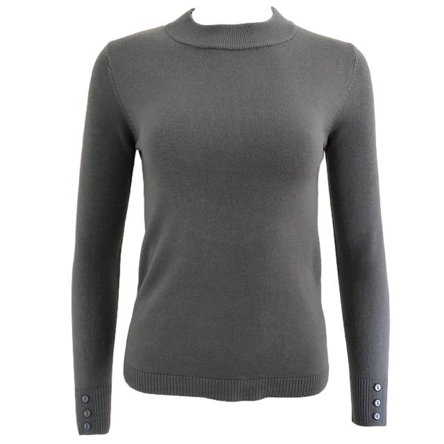 Pure and Natural Grey Button Cuff Turtle Neck Jumper