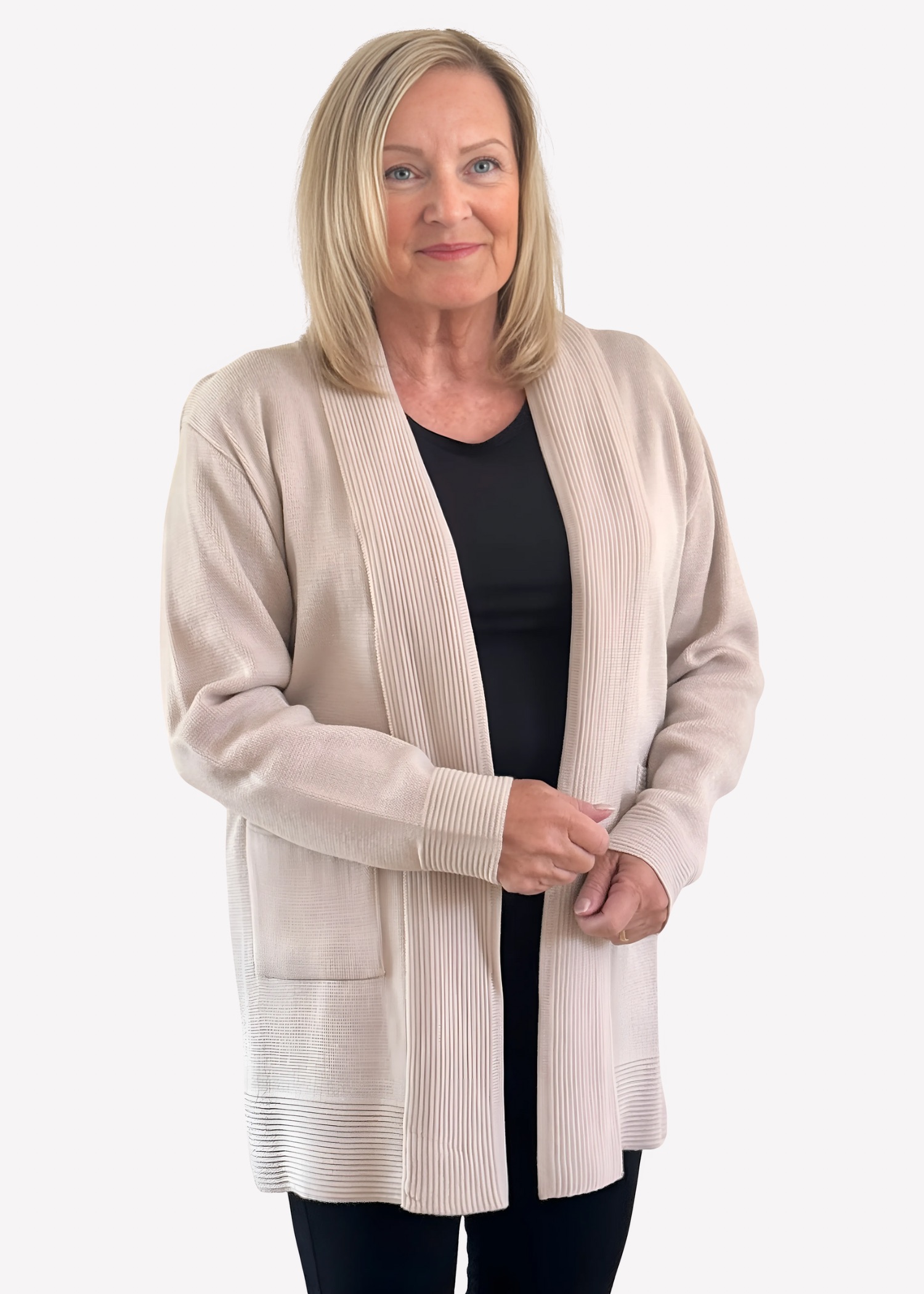 Pure and Natural Stone Edge to Edge Pocket Cardigan